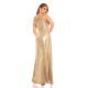 Rochie lunga aurie mulata cu umerii goi Beauty 5 - jojofashion.ro