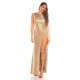 Rochie lunga aurie mulata cu umerii goi Beauty 6 - jojofashion.ro