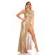 Rochie lunga aurie mulata cu umerii goi Beauty 8 - jojofashion.ro