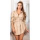 Rochie de club tip camasa, scurta, piele eco, bej, Fay 2 - jojofashion.ro