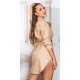 Rochie de club tip camasa, scurta, piele eco, bej, Fay 4 - jojofashion.ro