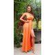 Rochie lunga orange Koucla cu aspect satinat Donna 2 - jojofashion.ro