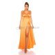Rochie lunga orange Koucla cu aspect satinat Donna 3 - jojofashion.ro