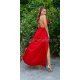 Rochie lunga rosie cu aspect satinat Donna 3 - jojofashion.ro