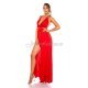 Rochie lunga rosie cu aspect satinat Donna 4 - jojofashion.ro
