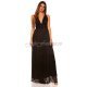 Rochie lunga neagra vaporoasa din glitter Dariana 2 - jojofashion.ro