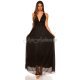 Rochie lunga neagra vaporoasa din glitter Dariana 4 - jojofashion.ro