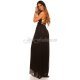 Rochie lunga neagra vaporoasa din glitter Dariana 3 - jojofashion.ro