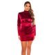 Rochie scurta mulata din satin burgundy cu maneca lunga Evonne 2 - jojofashion.ro