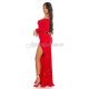 Rochie de seara eleganta lunga, glitter, rosie, mulata, cu maneca lunga, Koucla Carisa 6 - jojofashion.ro