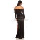 Rochie de seara lunga, glitter, neagra, mulata, cu maneca lunga, Carisa 3 - jojofashion.ro