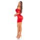 Rochie scurta rosie mulata din satin cu umerii goi Cher  4 - jojofashion.ro