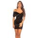 Rochie scurta neagra mulata din satin cu umerii goi Cher  2 - jojofashion.ro