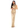 Rochie eleganta lunga, glitter, aurie, mulata, cu spatele gol, Abella