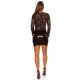 Rochie de club scurta, dantela neagra, mulata, cu maneca  lunga, Jolie 6 - jojofashion.ro