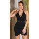 Rochie de club scurta, neagra, mulata, cu tinte aurii, Sylvie 2 - jojofashion.ro