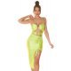 Rochie de club scurta, verde light, mulata, incretita, cu decupaje, asimetrica, Maia 6 - jojofashion.ro