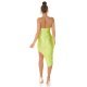 Rochie de club scurta, verde light, mulata, incretita, cu decupaje, asimetrica, Maia 7 - jojofashion.ro