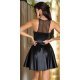 Rochie de seara scurta, neagra, in clos, cu benzi transparente, Diana 3 - jojofashion.ro