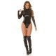 Body dama negru, din latex, cu maneca lunga, Nadya 4 - jojofashion.ro