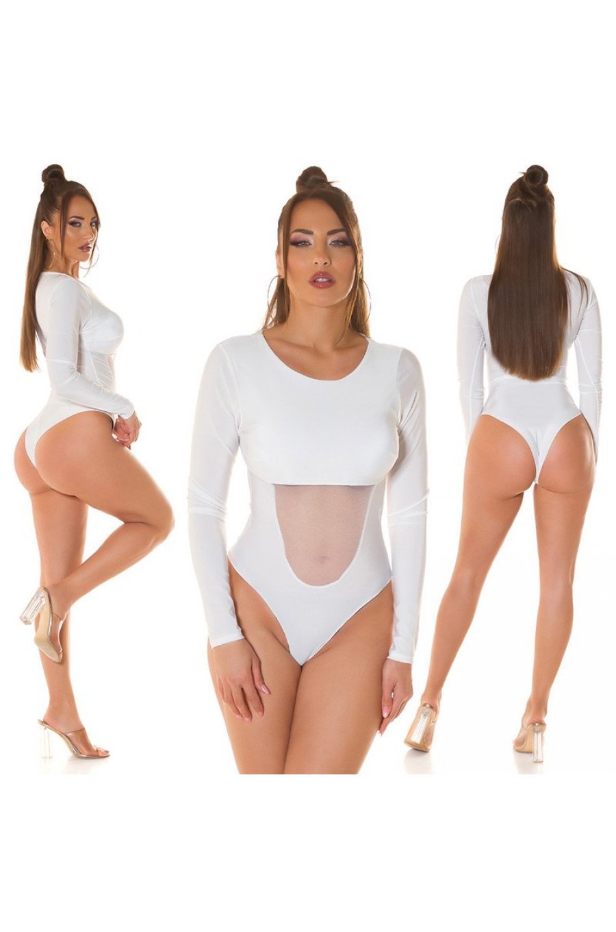 Body dama alb cu maneca lunga si cupe incorporate, Yvony Body dama alb cu maneca lunga si cupe incorporate, Yvony 6 - jojofashion.ro