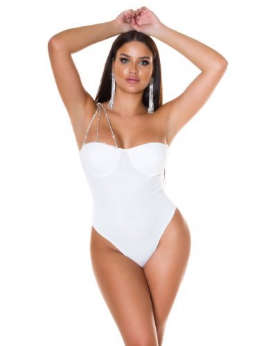 Body dama alb cu strasuri Siena Body dama alb cu strasuri Siena - jojofashion.ro