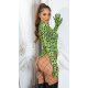 Body dama catsuit leopard print verde neon Adrianne Body dama catsuit leopard print verde neon Adrianne 5 - jojofashion.ro