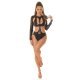 Body dama, imitatie piele, negru, cu maneca lunga si decupaje sexy, Yasar 4 - jojofashion.ro