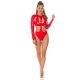 Body dama, imitatie piele, rosu, cu maneca lunga si decupaje sexy, Yasar Body dama, imitatie piele, rosu, cu maneca lunga si decupaje sexy, Yasar 4 - jojofashion.ro