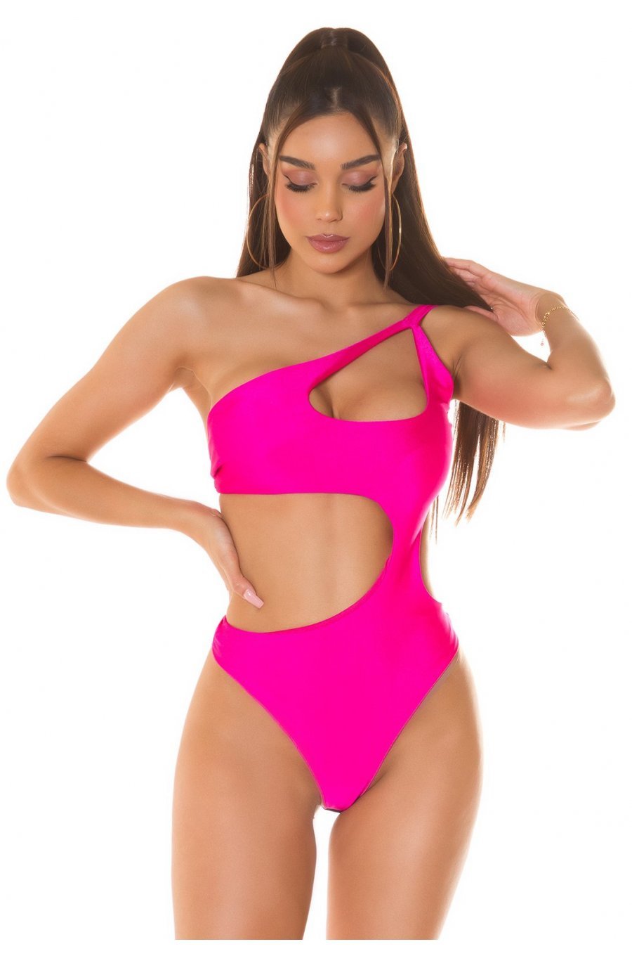 Body dama monokini, roz ciclam, cu decupaje, Klaire Body dama monokini, roz ciclam, cu decupaje, Klaire 1 - jojofashion.ro