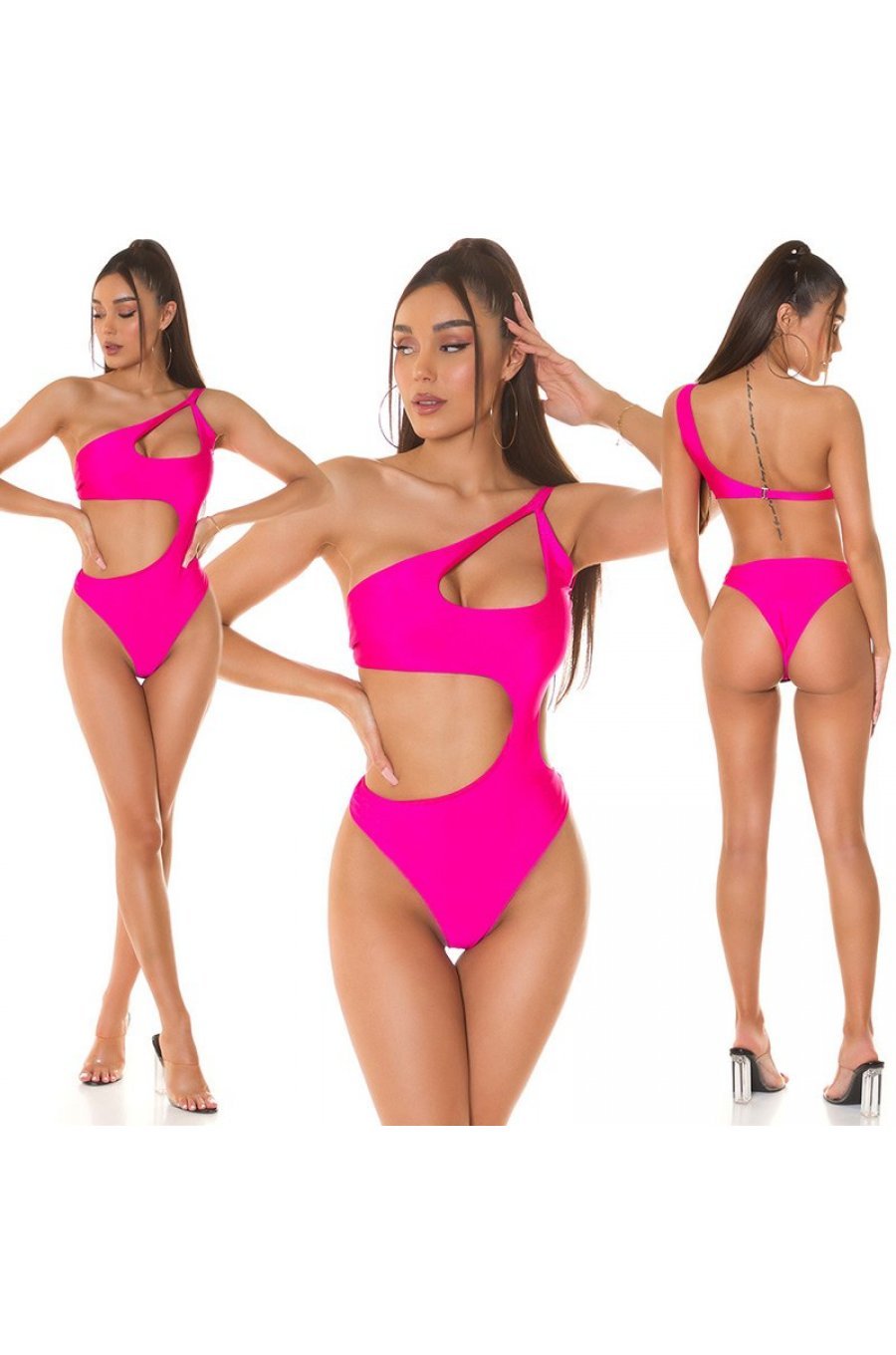 Body dama monokini, roz ciclam, cu decupaje, Klaire Body dama monokini, roz ciclam, cu decupaje, Klaire 6 - jojofashion.ro