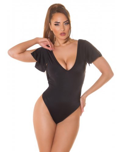 Body dama negru, cu dantela si maneca scurta, Sandra Lenjerie intima, Body dama negru, cu dantela si maneca scurta, Sandra - jojofashion.ro