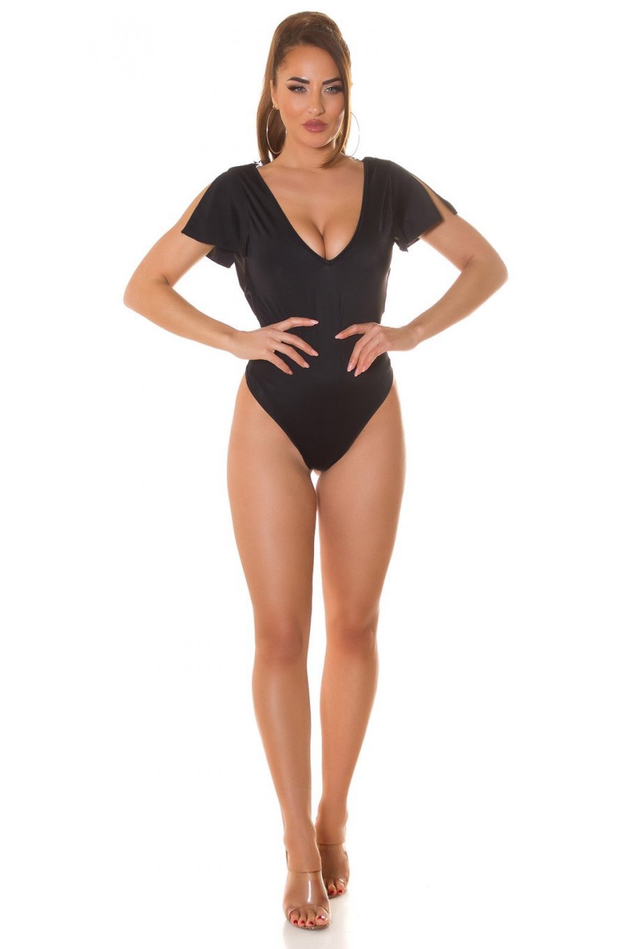 Body dama negru, cu dantela si maneca scurta, Sandra Body dama negru, cu dantela si maneca scurta, Sandra 4 - jojofashion.ro
