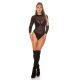Body dama negru cu maneci lungi semitransparent Isabelle 4 - jojofashion.ro