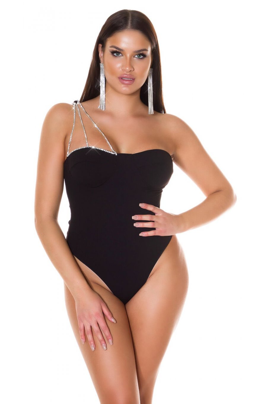 Body dama negru cu strasuri Siena Body dama negru cu strasuri Siena 1 - jojofashion.ro