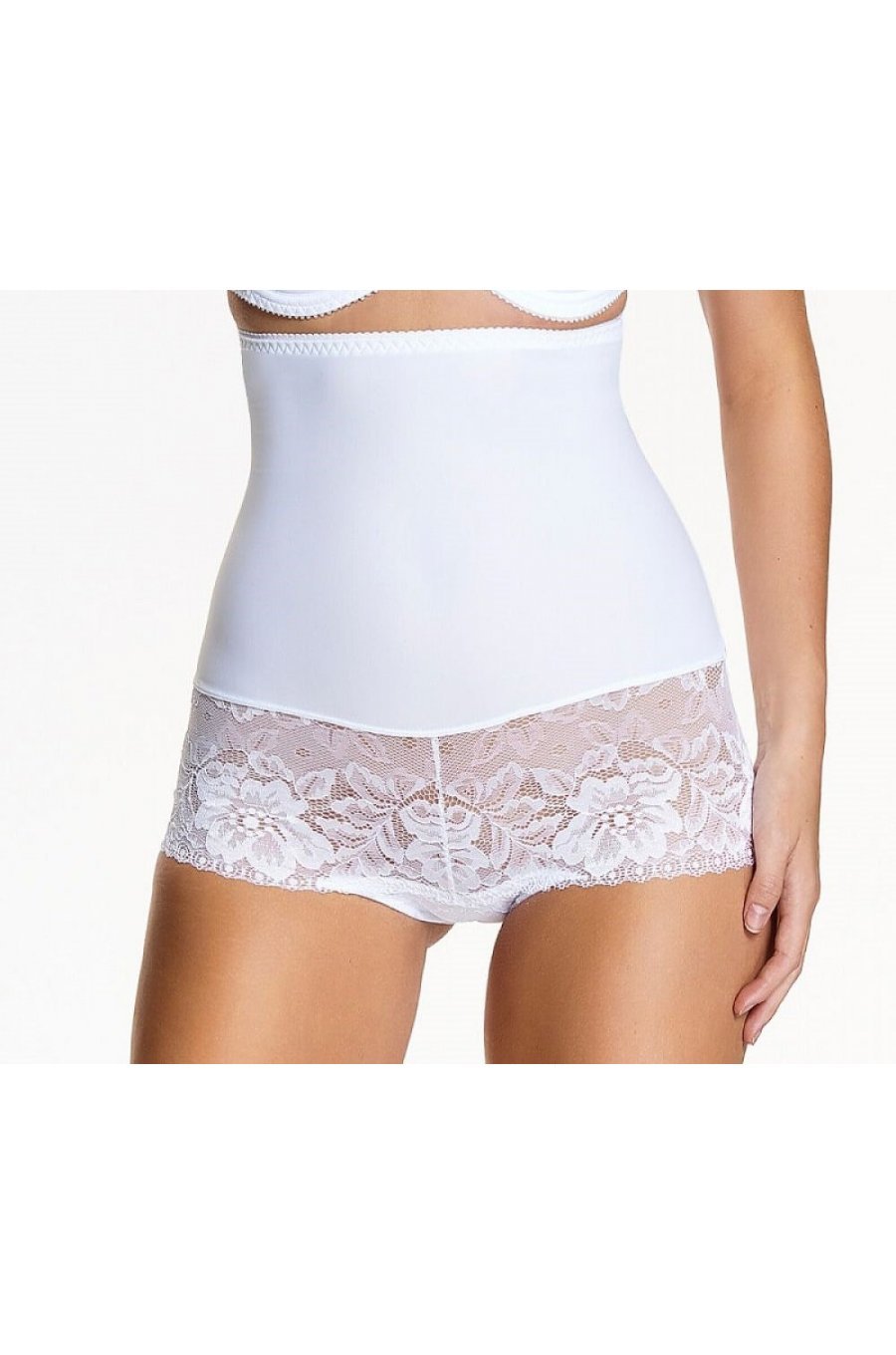 Chiloti modelatori Kostar, cu dantela, albi, cu talia inalta, Elaina1 3 - jojofashion.ro