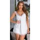 Neglijeu dama scurt, din satin alb, cu dantela, Alfreda Neglijeu dama scurt, din satin alb, cu dantela, Alfreda 2 - jojofashion.ro