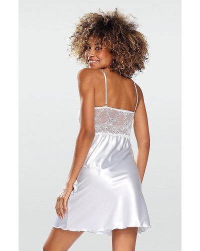 Neglijeu din satin si dantela, alb, tip furou, Nikols Lenjerie intima, Neglijeu din satin si dantela, alb, tip furou, Nikols - jojofashion.ro