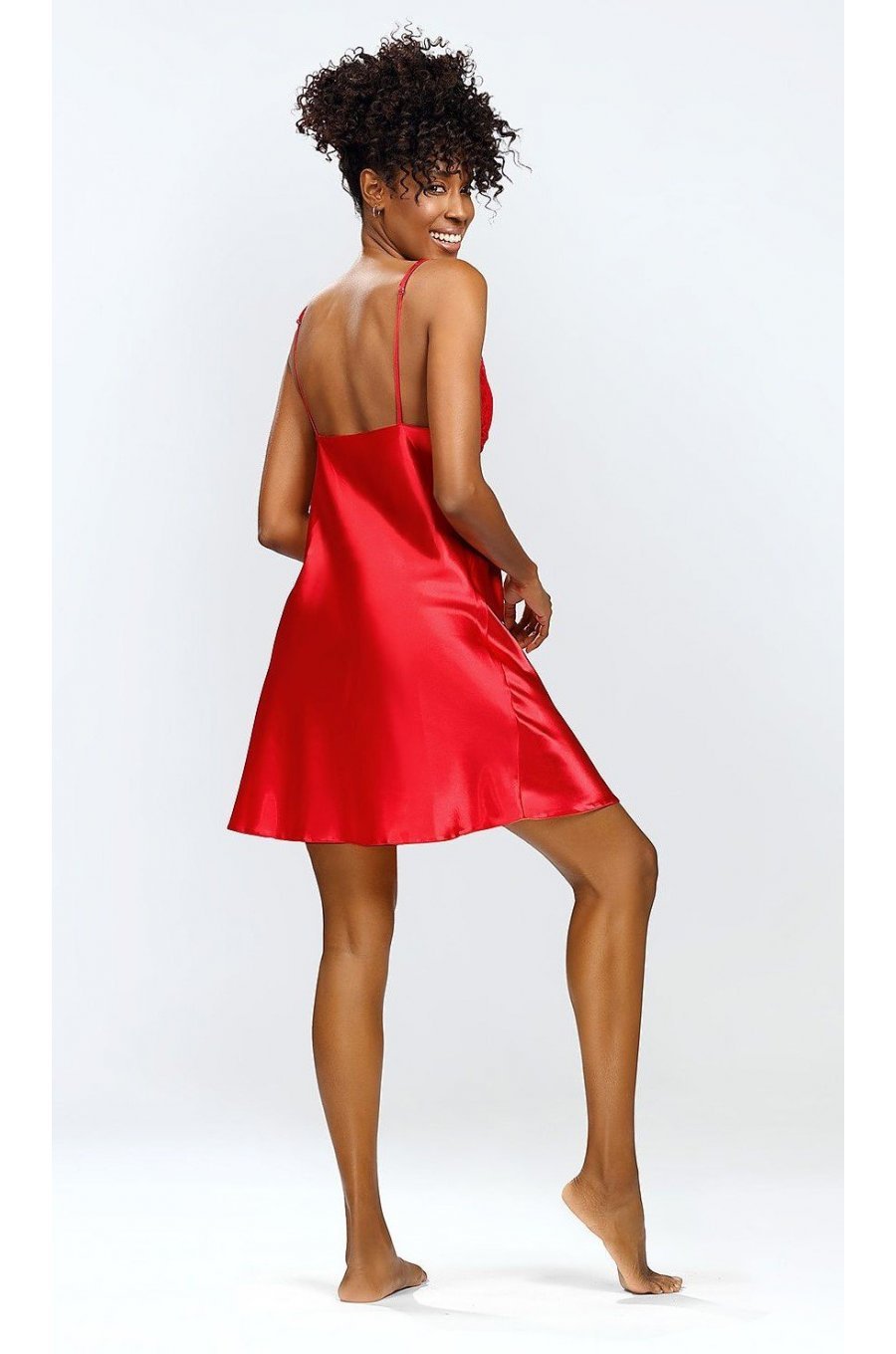 Neglijeu din satin si dantela, rosu, tip furou, Alisha Neglijeu din satin si dantela, rosu, tip furou, Alisha 2 - jojofashion.ro