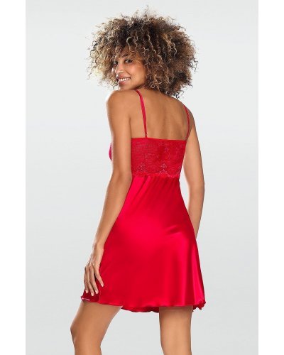 Neglijeu din satin si dantela, rosu, tip furou, Nikols Lenjerie intima, Neglijeu din satin si dantela, rosu, tip furou, Nikols - jojofashion.ro