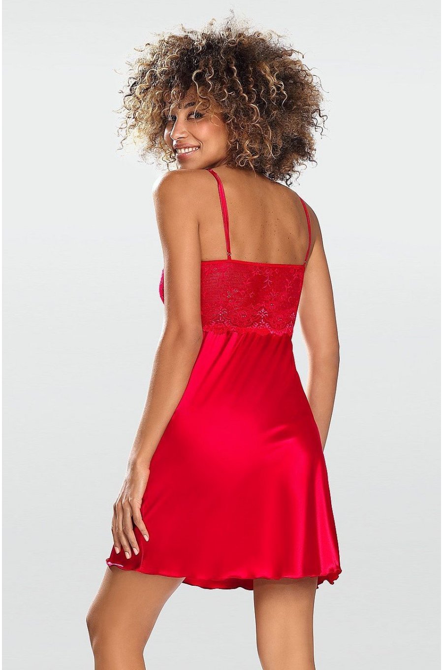 Neglijeu din satin si dantela, rosu, tip furou, Nikols Neglijeu din satin si dantela, rosu, tip furou, Nikols 2 - jojofashion.ro