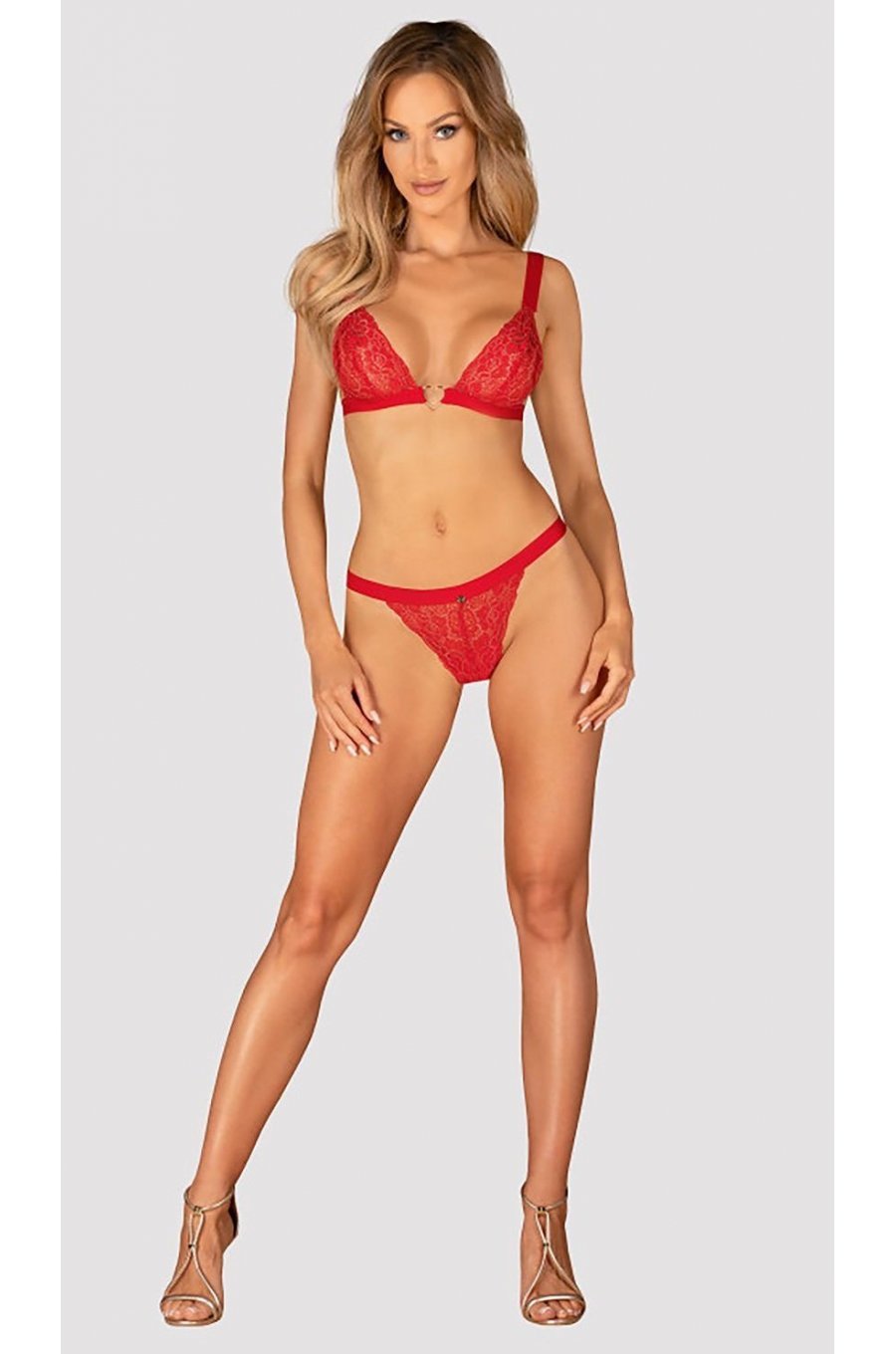 Set lenjerie intima dama, tanga, din dantela rosie, Atiya Set lenjerie intima dama, tanga, din dantela rosie, Atiya 3 - jojofashion.ro