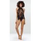 Set neglijeu din dantela fina, negru, cu decupaje sexy, Kimberly 4 - jojofashion.ro