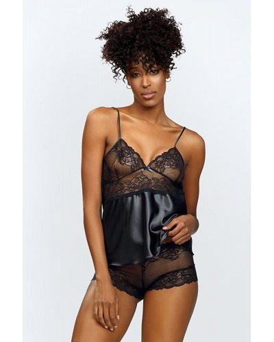Set neglijeu din dantela, negru, Efia - jojofashion.ro
