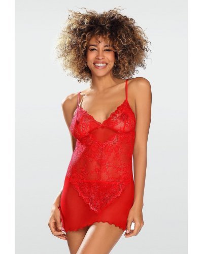 Set neglijeu din dantela, rosu, Estelle Lenjerie intima, Set neglijeu din dantela, rosu, Estelle - jojofashion.ro