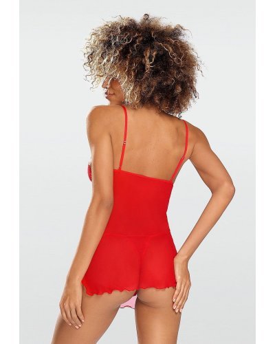 Set neglijeu din dantela, rosu, Estelle Lenjerie intima, Set neglijeu din dantela, rosu, Estelle - jojofashion.ro