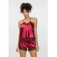 Set neglijeu din satin burgundy, cu insertii din dantela, Julle 2 - jojofashion.ro