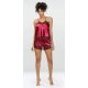 Set neglijeu din satin burgundy, cu insertii din dantela, Julle 4 - jojofashion.ro
