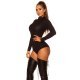 Body dama vascoza neagra cu dungi verticale semitransparente Oxy 4 - jojofashion.ro