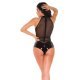Body dama din latex negru si tul WetLook Rafaela 5 - jojofashion.ro